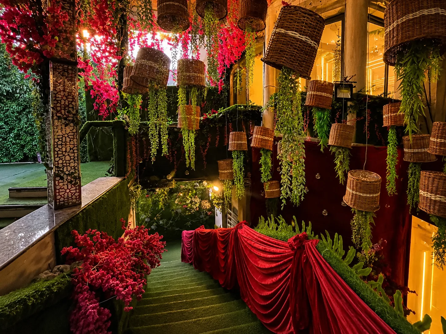 Floral staircase at the Banquet, Rash Behari Avenue, South Kolkata